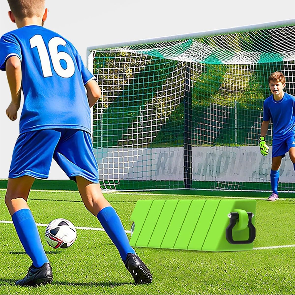 Soccer Wall Kick Rebounder Board with Wheels,Volley and Ground Pass Two Angles, Can Be Filled with Water,Improve Passing Skills,Football Training Equipment