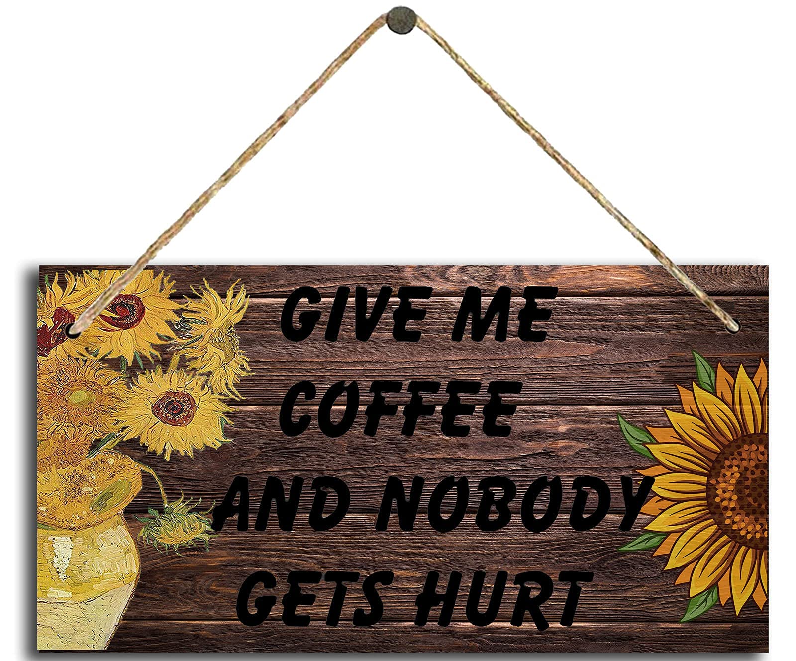Yelacecca Tin Sign A61449 Just Give Me Coffee And No One Gets Hurt Tin Art Sign Home Decorplank Sign Print Plankfor Cafe Bar Office Tea Room Poster Funny Vintage Metal Sign Poster 8X12 Inches