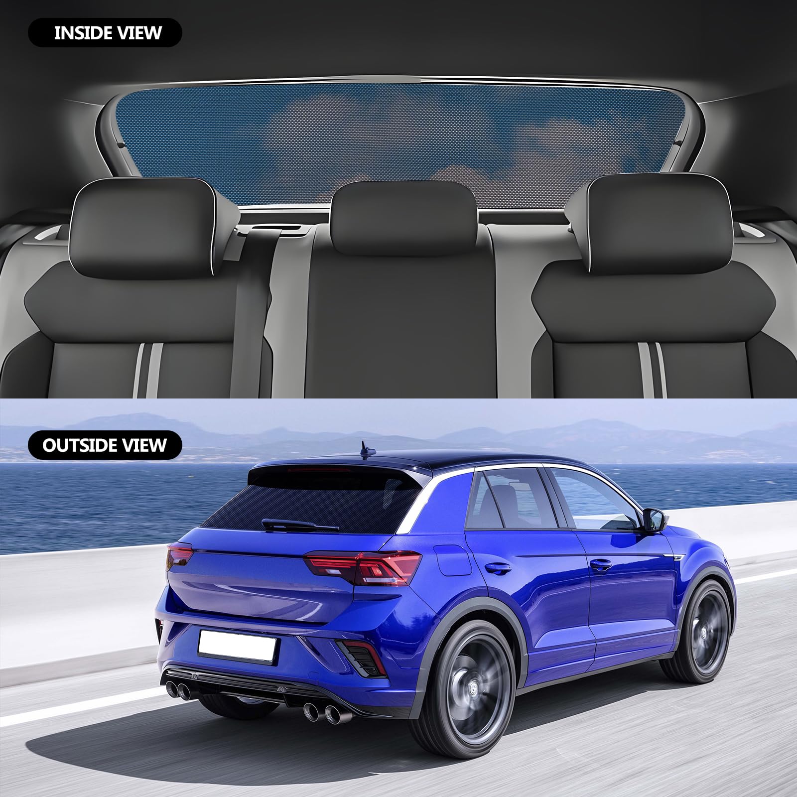 ZATOOTO Parasole Lunotto Posteriore per VW T-ROC 2018-2024, Protezione Solare, Anti-UV, Camping & Protezione Bagagliaio, Pieghevole
