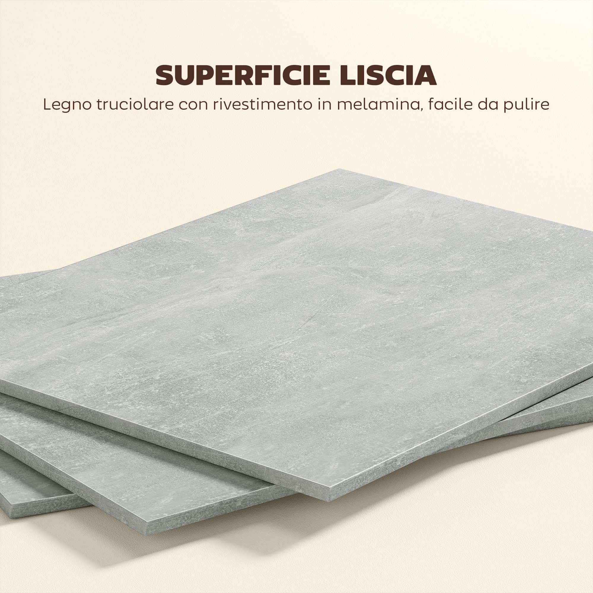 HOMCOM Tavolo da Pranzo Pieghevole, Tavolo Cucina a Ribalta per 6 Persone, Scrivania Richiudibile Salvaspazio con 2 Ripiani Aperti e Ruote a Freno, per Soggiorno, Ufficio, 140x75x74cm, Grigio Cemento
