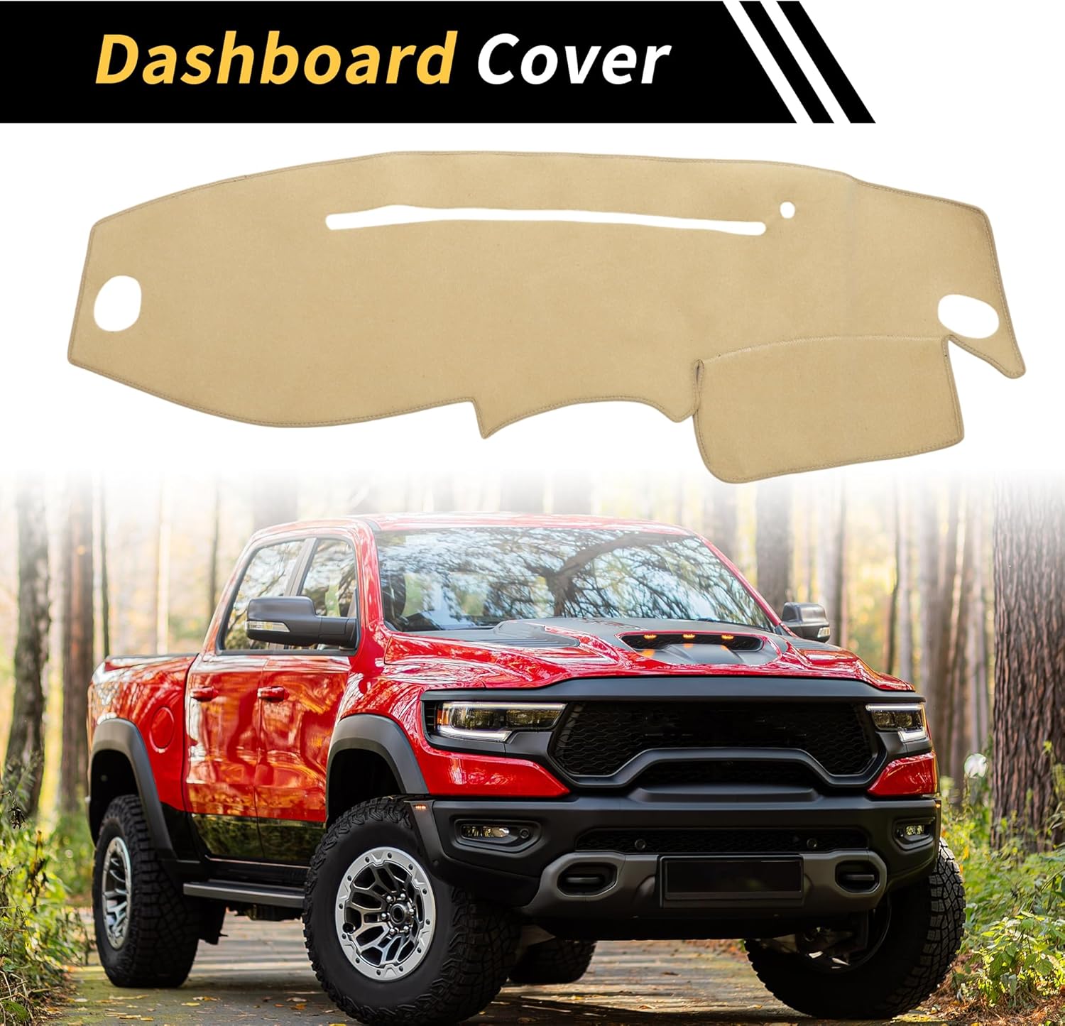 Dash Cover for Ford for Ranger 1995-2011 Dash Board Mat Non-Slip Dash Cover Mat Pad Polyester Center Console Dashboard Cover Pad Carpet Beige