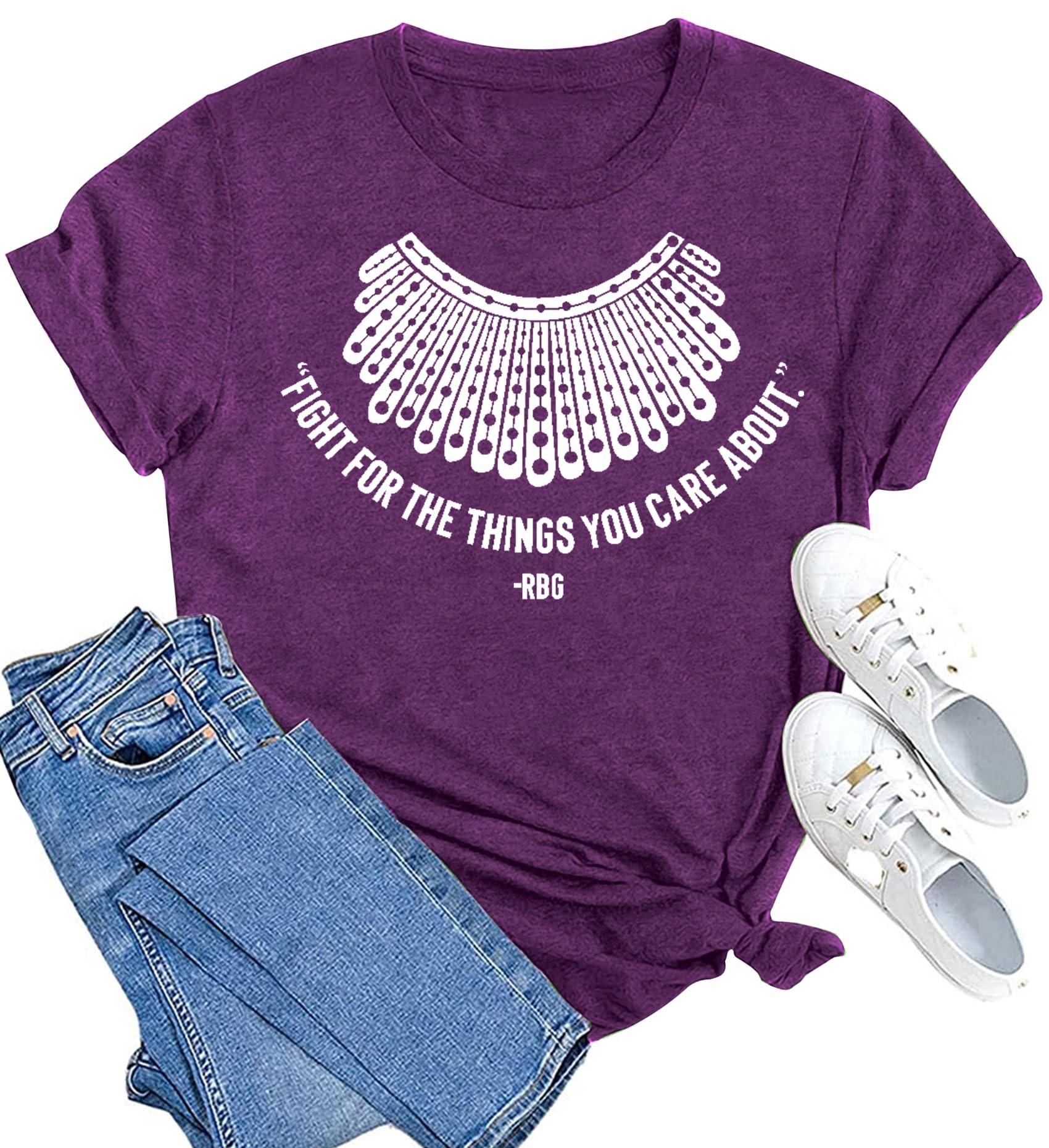 MAIHUN RBG Shirt for Women Ruth Bader Ginsburg Tshirt Women Equality Shirts Fight for The Things You Care About Tee Tops