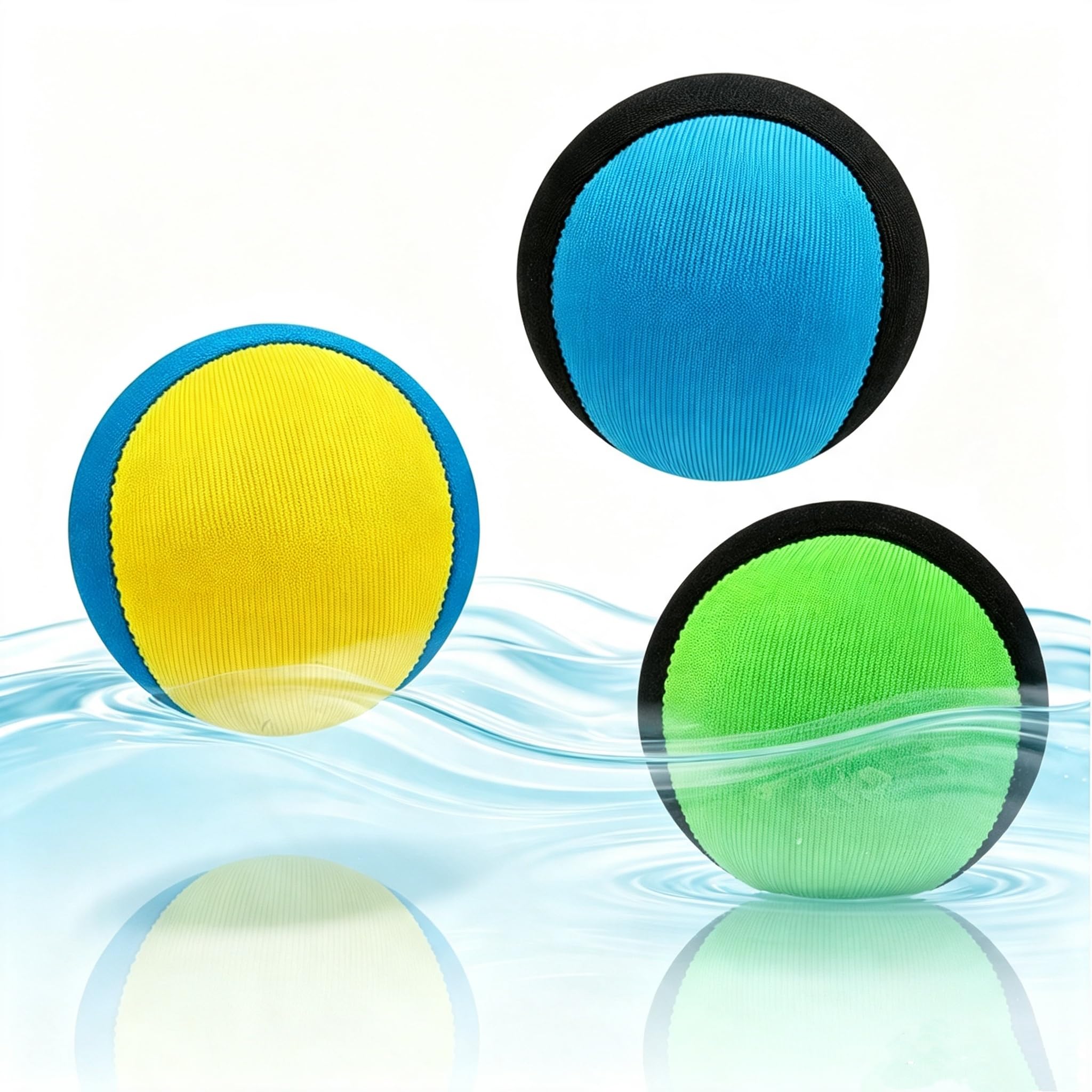Paulgoat 3Pcs Skipping Water Balls, Soft Quick Drying Water Bouncing Jumping Balls, Summer Swim Toys for Pool Beach River Lake