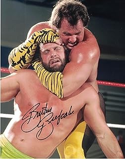 Brutus Beefcake vs Macho Man Randy Savage Autograph WWF 8x10 Photo - Black Deco