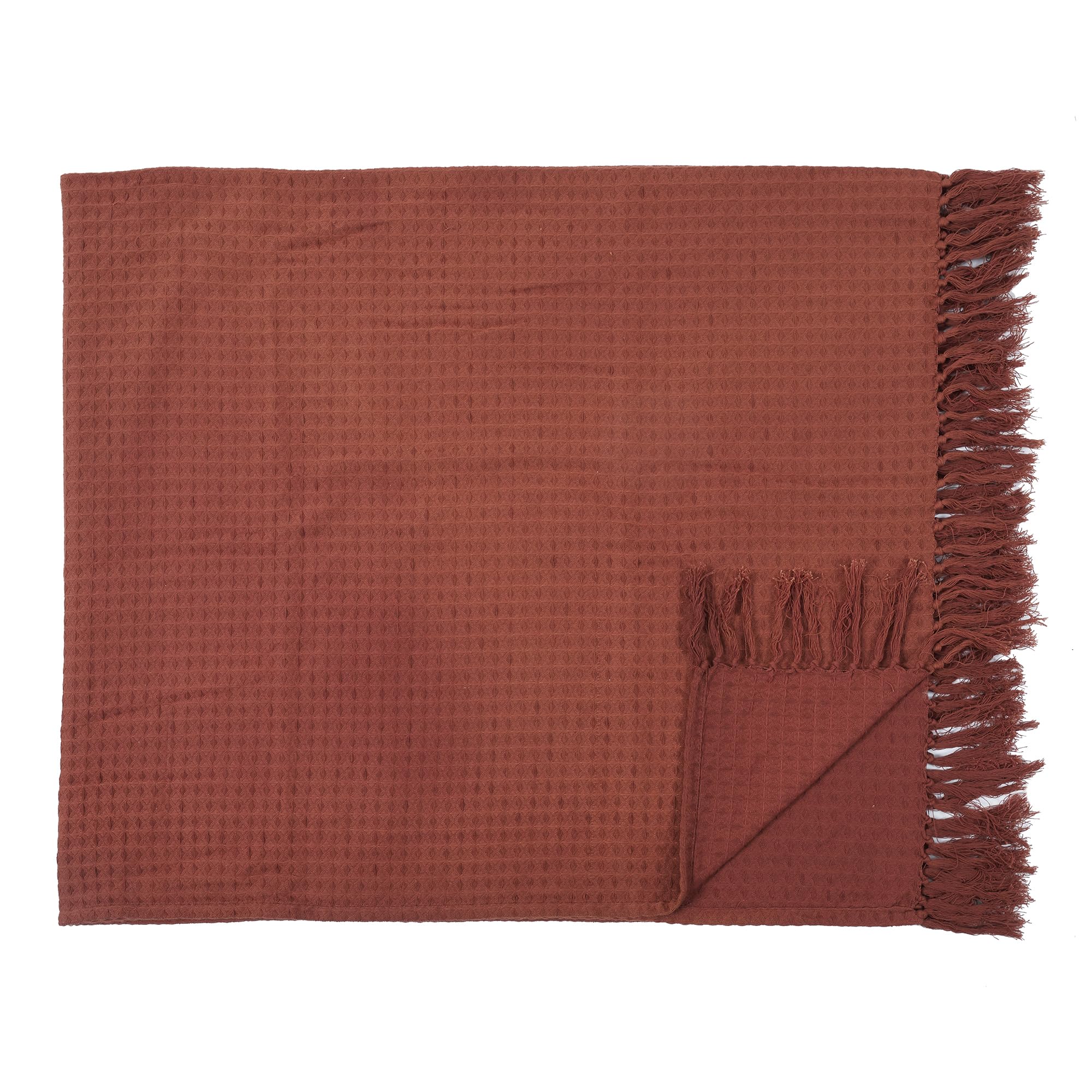Jeté de canapé gaufré terracotta 170x250cm HOME DECO FACTORY TXO0027