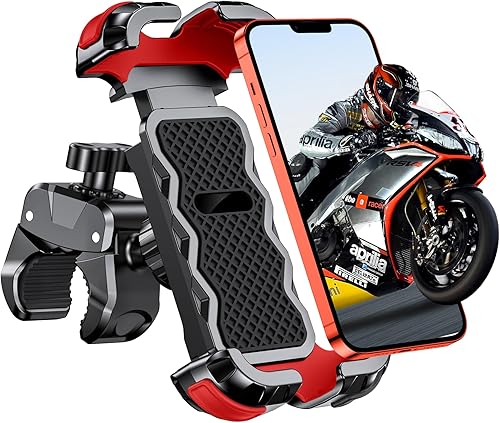 Miniatura 8 de Soporte de teléfono para motocicleta, soporte de teléfono para bicicleta bloqueo 1S protección segura, soporte giratorio de 360 para manillar de