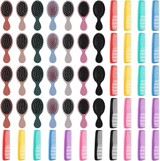 Gerrii 56pcs Mini Wet Hair Brush & Comb Set - Travel Detangler for Kids Toddlers Women, Soft Bristles Pocket Brushes Colorful Combs