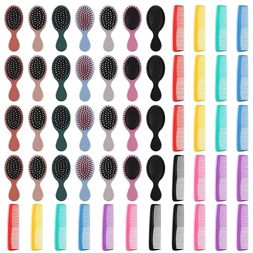 Juego de 56 mini peines para cabello húmedo, 28 cepillos desenredantes de viaje de bolsillo pequeño, 28 peines coloridos para desenredar, cerdas