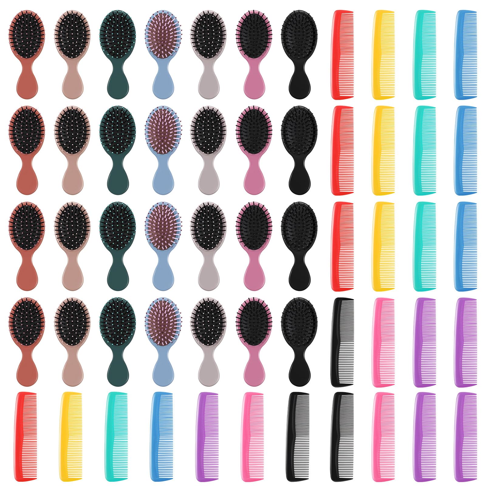 Set di 56 mini spazzole bagnate per capelli, 28 piccole spazzole districanti da viaggio, 28 pettini colorati per bambini, con setole morbide per donne, bambine, ragazze e bambini (colore elegante)