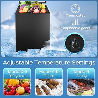 Anypro Chest Freezer 5.0 Cu.Ft, FreeStanding Top Door Compact Small Deep Mini Freezer with Removable Baskets, 7 Adjustable Temperatures for Garage Dorm Apartment RV Kitchen Business, Black