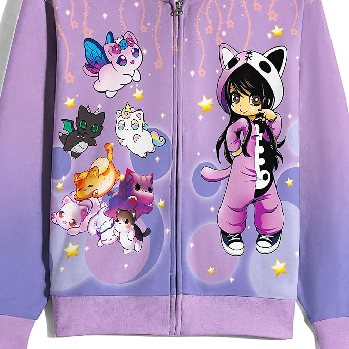 Aepotumn Aphmau Merch Hoodie For Girls Kids Zip-up Hooded Pullover  Sweatshirt Casual Coats Outerwear for Girls Purple : Amazon.co.uk: Fashion