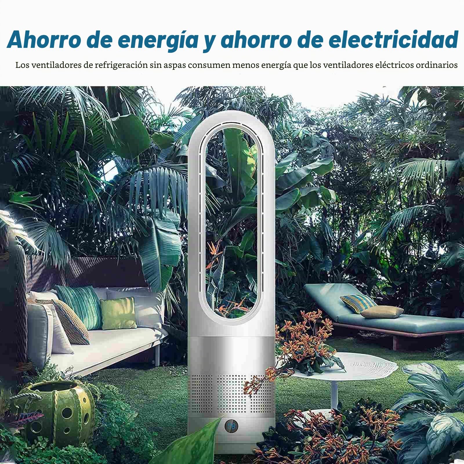 Ventilador de columna, 45,7 cm, ventilador sin aspas con mando a distancia, temporizador 8h, ventilador de columna silencioso sin aspas, ahorro de energía, para dormitorio, oficina (blanco)
