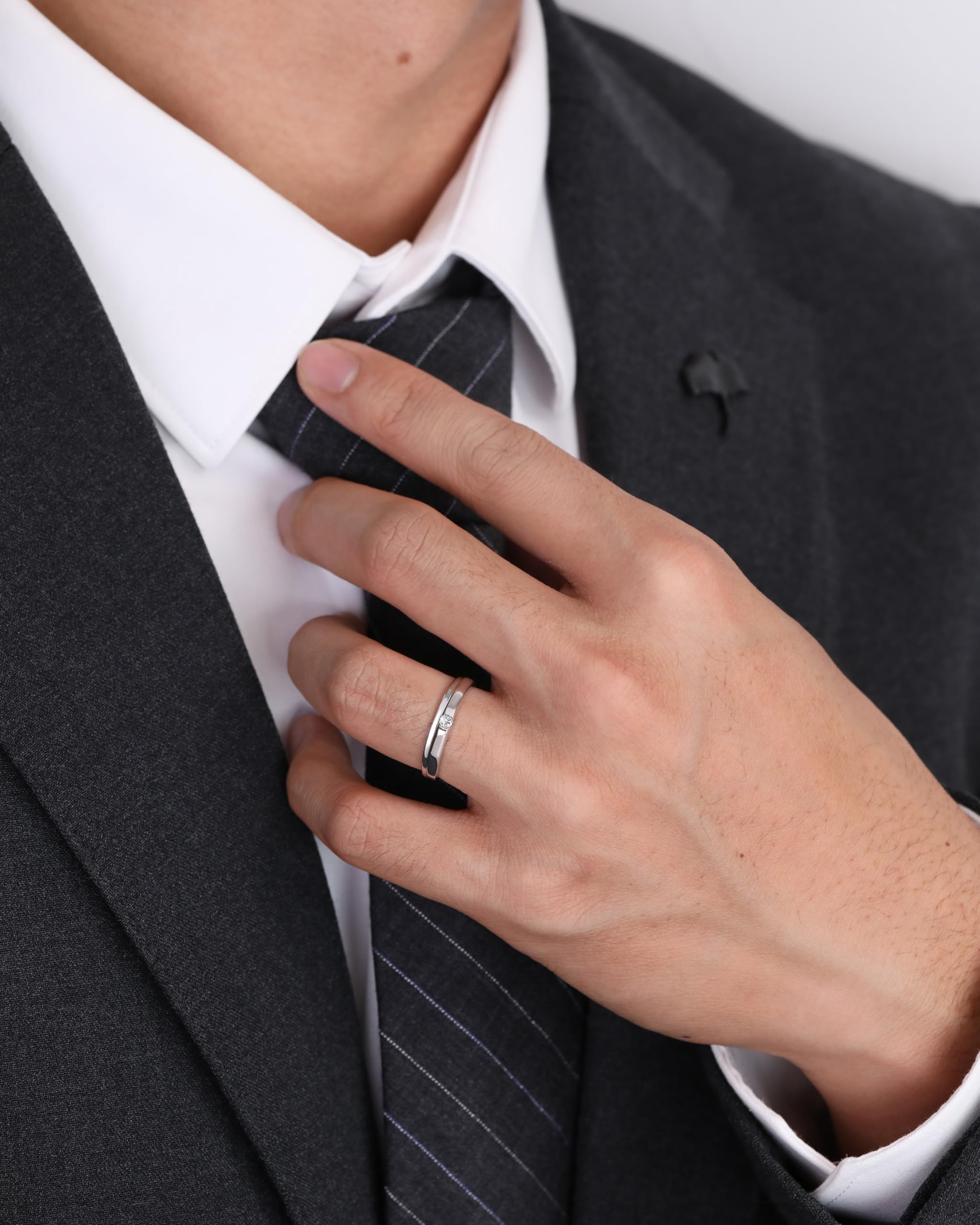 Meissa Anillos de Compromiso Alianzas de Plata Pareja de Ley 925 Con Circonita Redonda y Diseño Clásico Anillos Ajustables para Ella y Él Boda Aniversario Regalo