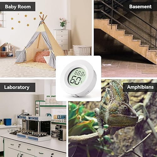 Miniatura 6 de Atogou Paquete de 3 mini higrómetros y termómetros, medidor de humedad digital para interiores y exteriores, temperatura, , para el hogar, oficina,