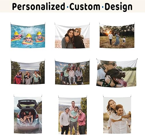 Miniatura 5 de Giabmiag Tapiz personalizado para cargar imágenes personalizadas, telón de fondo personalizado, tapiz decorativo de pared para dormitorio, 60 x 40