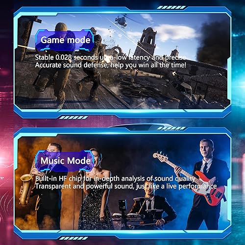 Miniatura 2 de CERRXIAN Auriculares, auriculares rojos con estuche de carga LED, estéreo de alta fidelidad para iOSAndroid, juegos, correr, fitness, trabajo (negro)