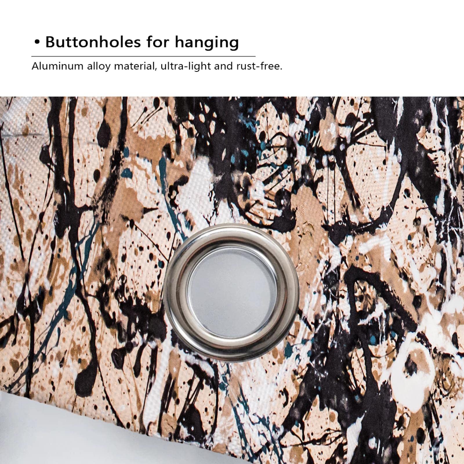 Jackson Pollock Juego de Cortinas de Ducha con Ganchos Abstract Splash Cortinas de Ducha Quick Dry Waterproof Washable Black Bathroom Curtain W150xL200cm
