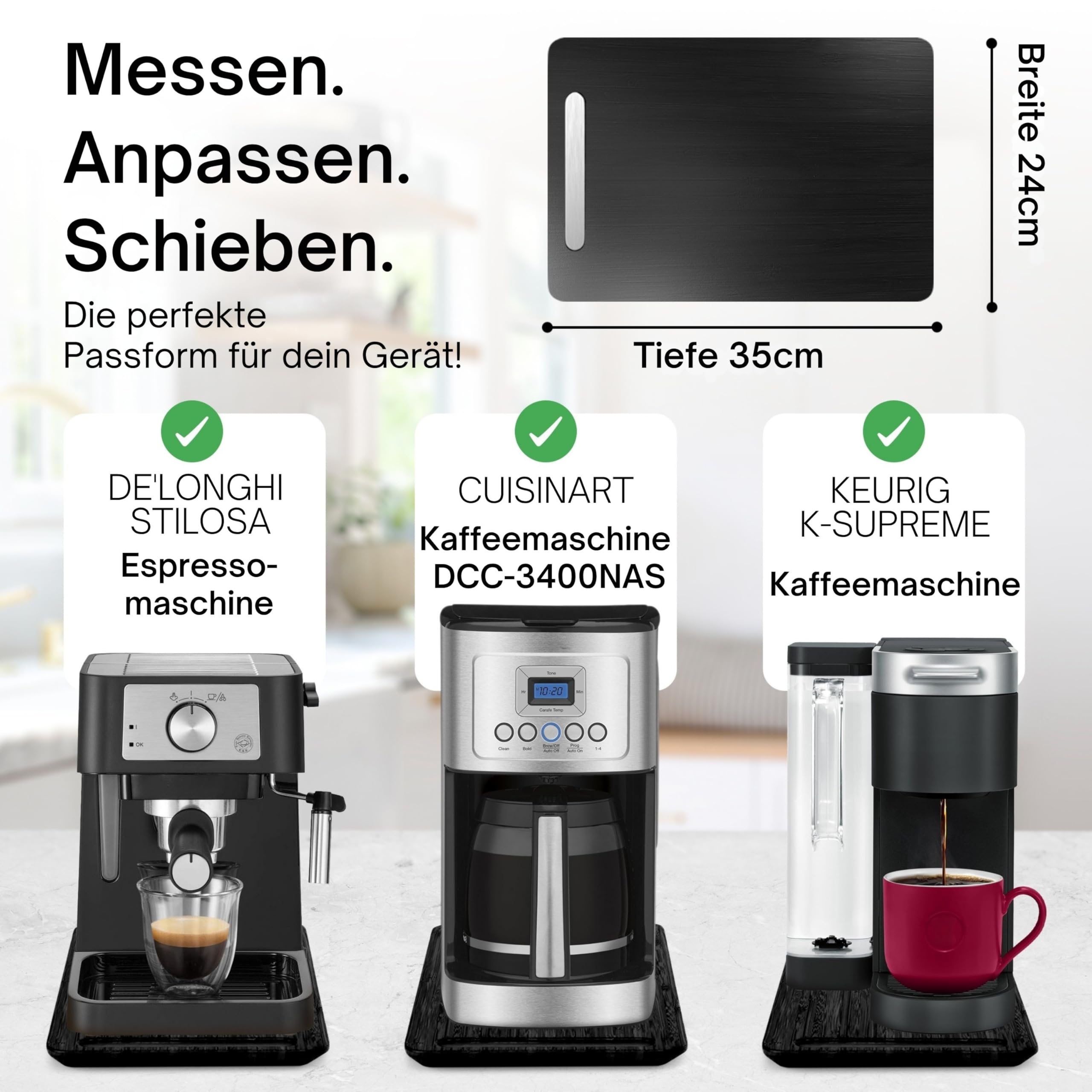 Ibyx Bambus Gleitbrett mit leisen Rollen – Heißluftfritteuse, Kaffeemaschine & Multifunktions-Küchenmaschine - Verschraubt, 18kg belastbar - Passt unter Hängeschränke
