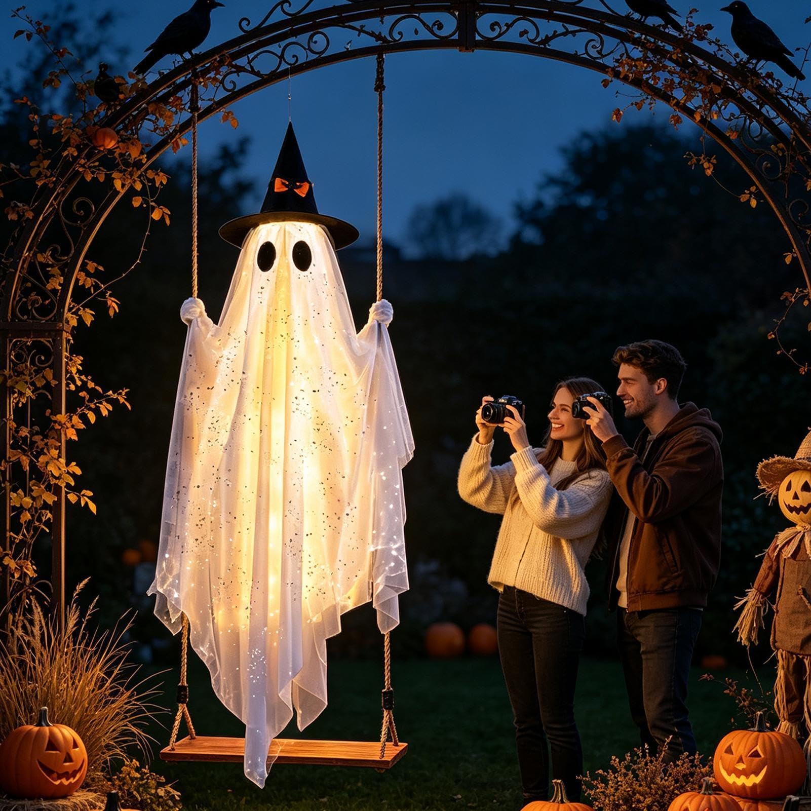 Halloween duch dekoracja kołysząca się podświetlana regulowana dekoracja