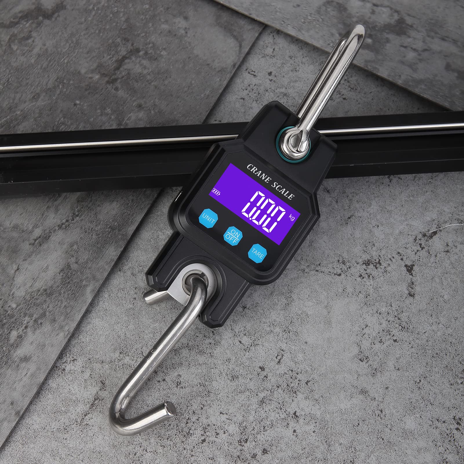 Báscula de grúa portátil de alto rendimiento, 300 kg/600 libras, báscula colgante electrónica digital, báscula de gancho industrial recargable, interruptor único, almacenamiento de datos, tara, cero