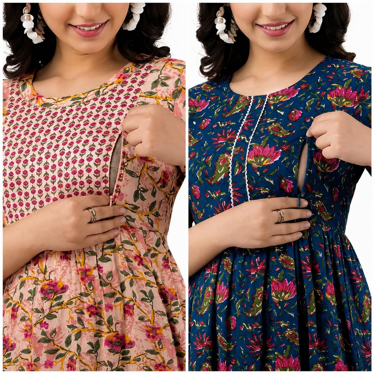 Maternity Feeding Kurti for Women Floral Printed Anarkali-image-36