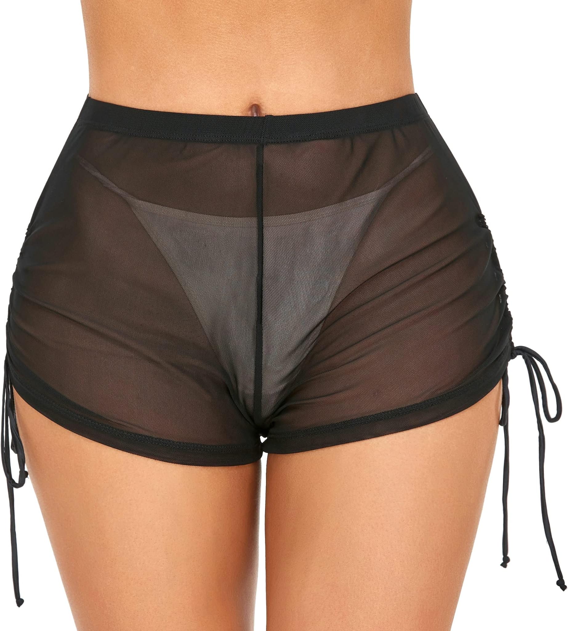 Swim Shorts Women Sheer Board Short See Through Bikini Bottom Mesh Swimsuit Bottoms Sexy See Thru Bathing Suit