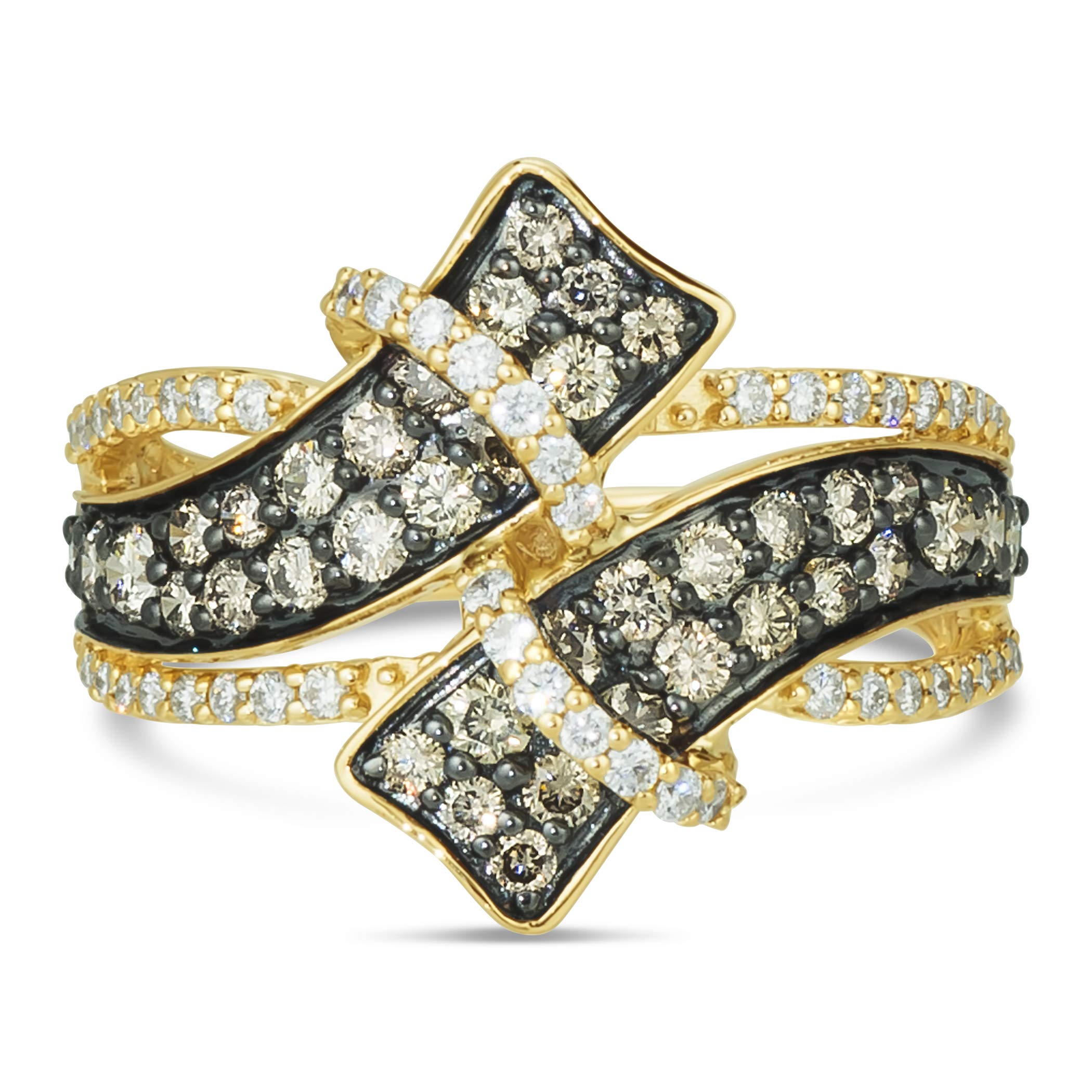 White and Chocolate Diamond Ring for Women in 14k Gold (G-H/Brown, VS2-SI1, cttw) Anniversary Promise Ring Size 4.25 to 11.25 by LeVian