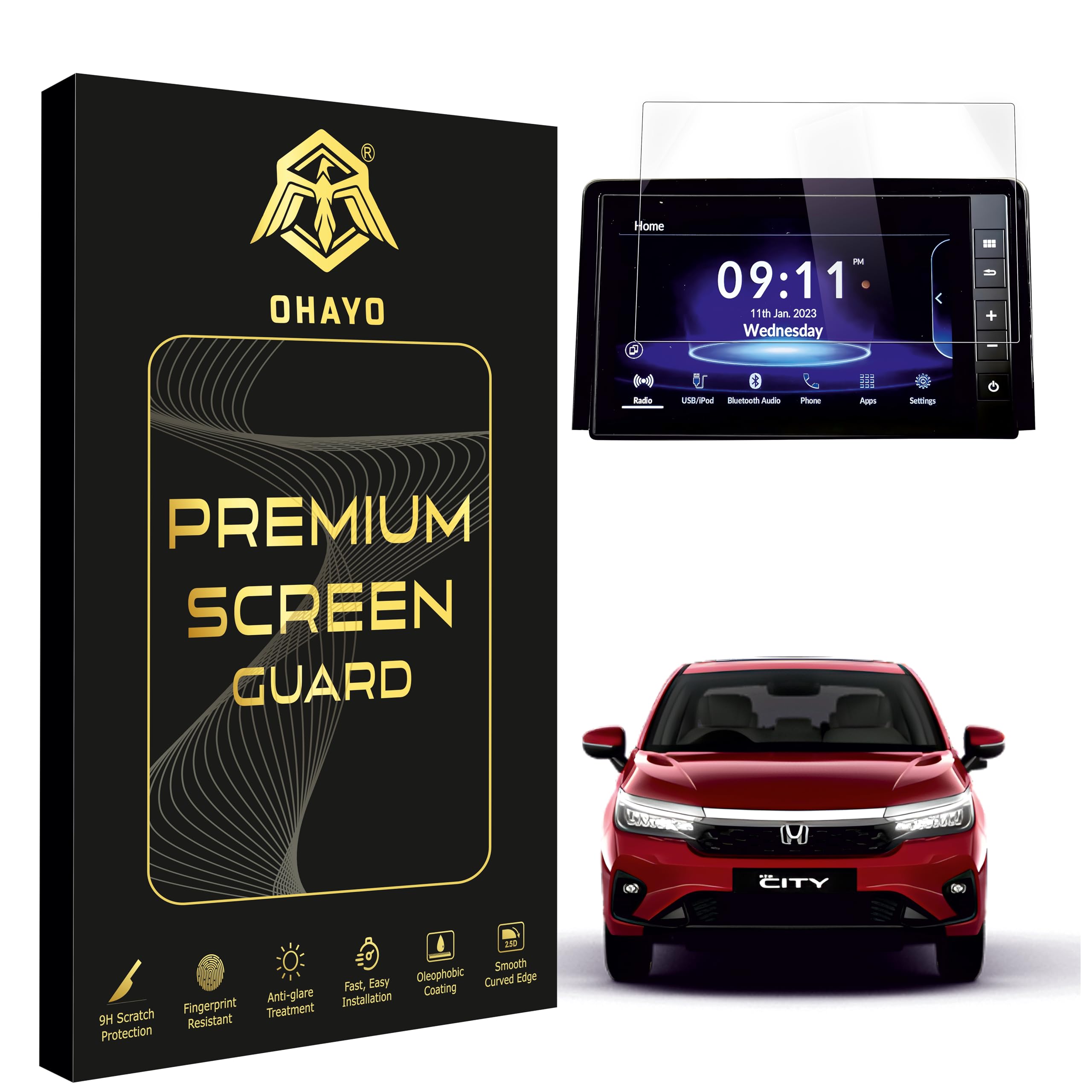 OHAYO Screen Protector for Honda City 2023 Facelift (5th Gen) | 8-Inch GPS Infotainment Display Guard | Anti-Scratch & HD Clear | Car Accessories | Not Compatible with 2020–2022 Models-image-25
