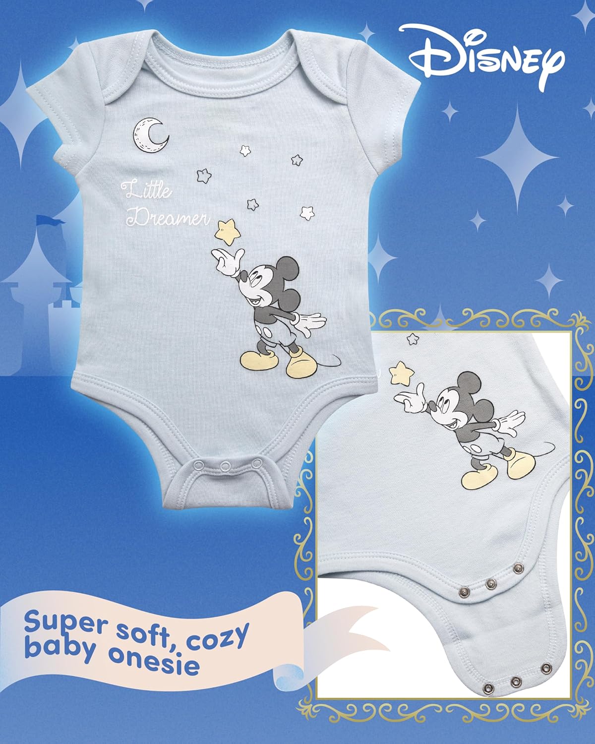 Disney Newborn Baby Girl Boy Clothes - 7 Piece Mickey Mouse Winnie the Pooh Bib Onesie Overall Beanie Pants Gift Bag Gift Set - Image 4