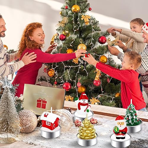 Miniatura 8 de TTRWIN Juego de regalo de velas de Navidad, 6 velas, Papá Noel, muñeco de nieve, cono de pino, casa de Navidad, regalo, regalo de decoración para