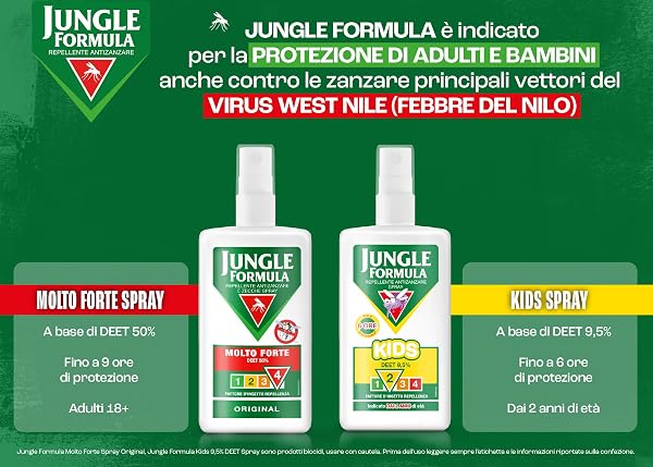 Jungle Formula Molto Forte Spray Repellente antizanzare - Fino a 9 ore di protezione - Zanzare, zecche, insetti aggressivi - Deet 50% - Condizioni estreme, viaggi tropicali e zone infestate - 75 ml - 3