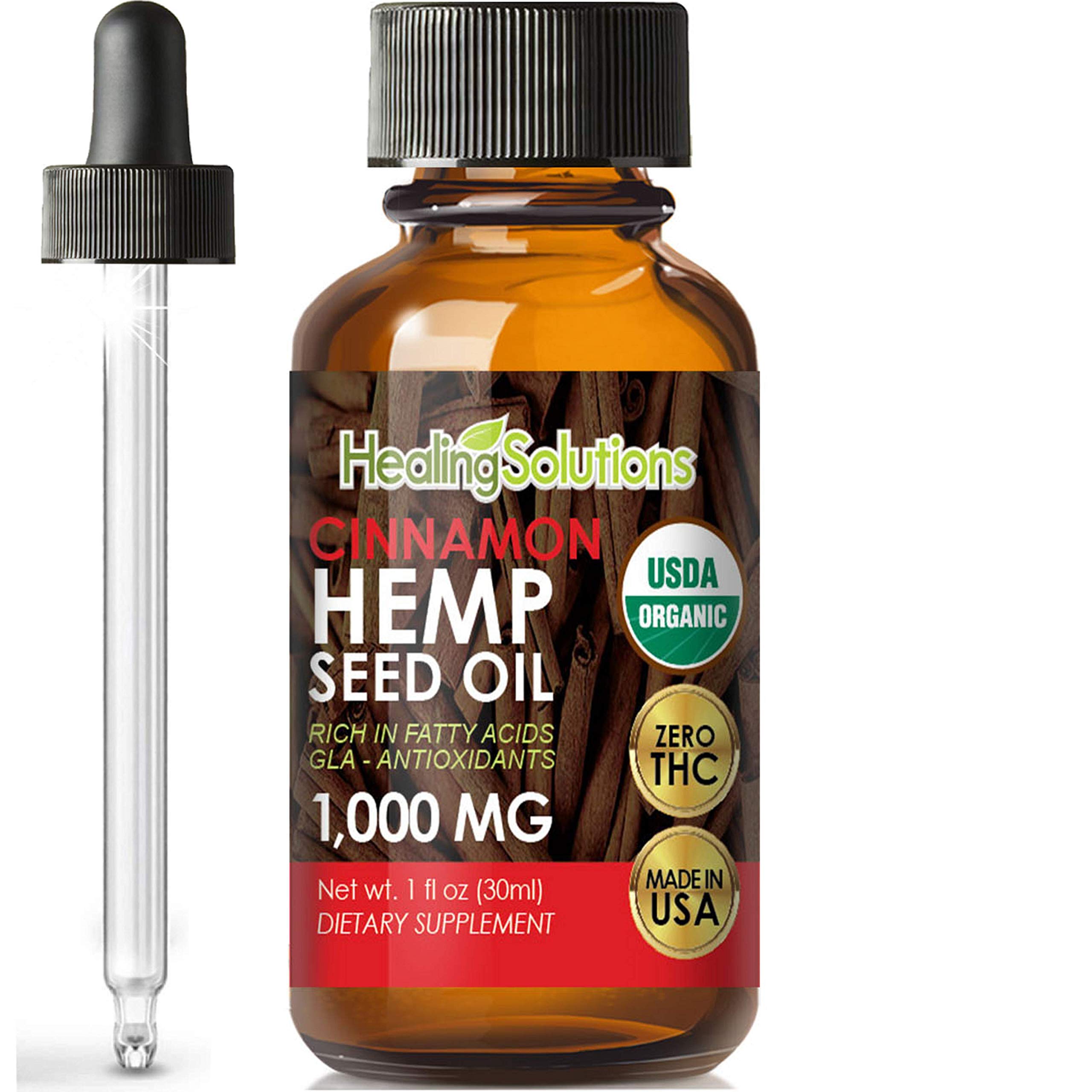 Cinnamon Hemp Seed Oil Extract - Pain Relief, Reduce Stress, Calm Nerves, Better Sleep, Promote Memory & Brain Function, Improve Mood, Anti-Inflammatory, Joint & Heart Health, Keto 1000mg