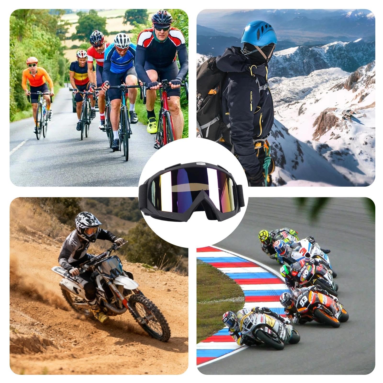 Maschera Motocross Occhiali da Sci Occhiali da Moto Antipolvere Maschere Snowboard Ski Goggles Mascherina Motocross per ATV, Casco Compatibile