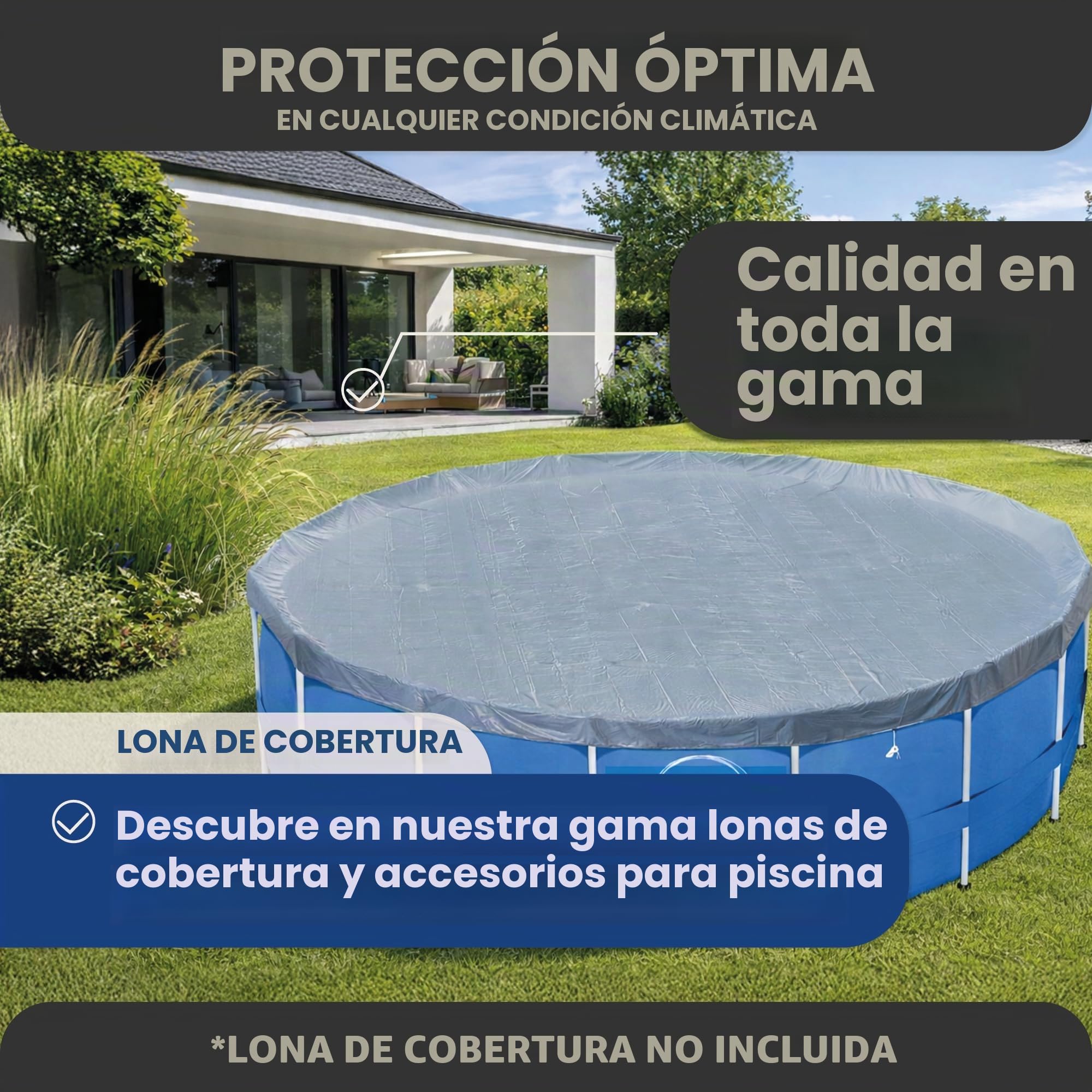 HAF - Piscina redonda con marco oscilante gris con aspecto de ratán (366 cm de diámetro, 91 cm de profundidad) - Piscina de jardín con 8.300 litros - Robusta, resistente a los rayos UV y resistente a