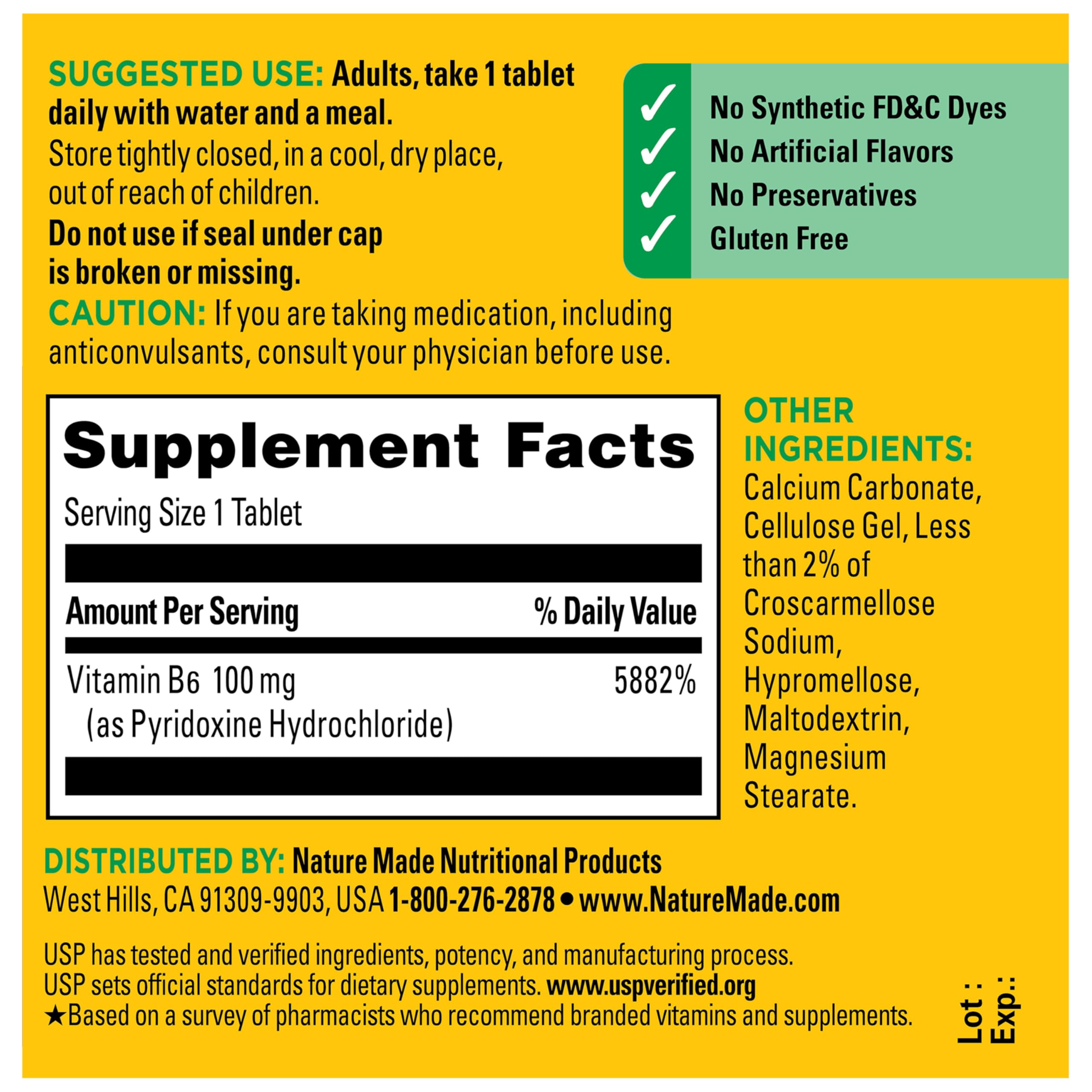 Nature Made Vitamin B6 100mg, 100 Tablets — Amazon image 6