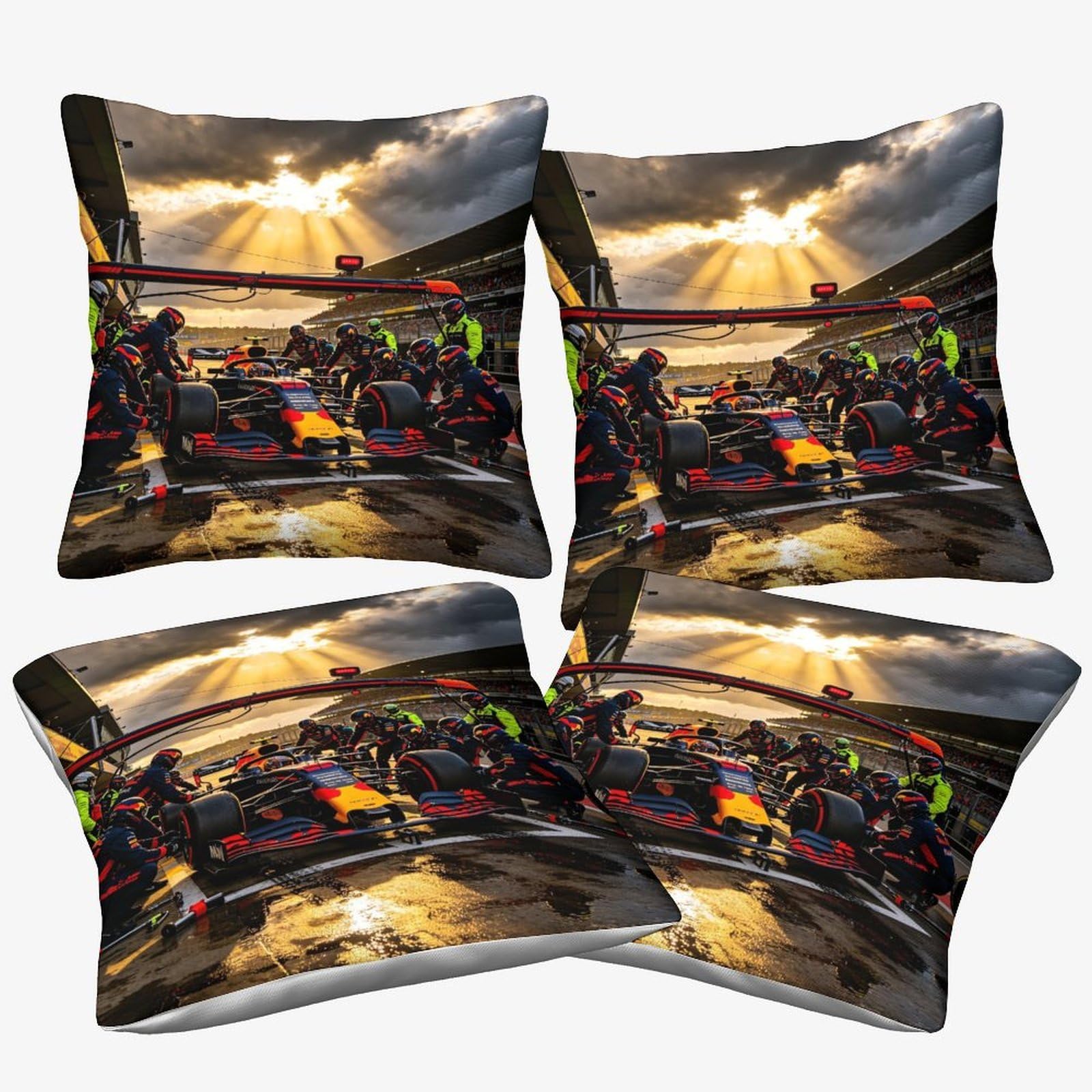 Dafufbw Formulaa Racing-6 Formulaa Racing Cushion Covers 50X50cm, 4Pcs, Pit Stop Throw Double Printed Pillow Case Formulaa Racing Accent Pillow Covers