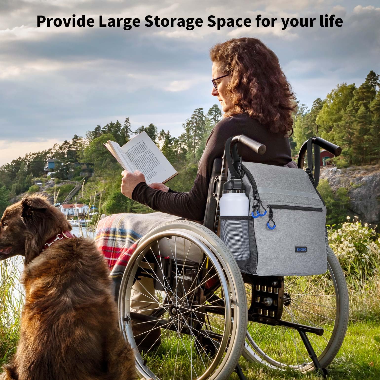ZHCHG Bolsas para silla de ruedas, mochila para silla de ruedas con portavasos, bolsas para sillas de ruedas para colgar en la parte posterior, accesorios para sillas de ruedas eléctricas, bolsa de