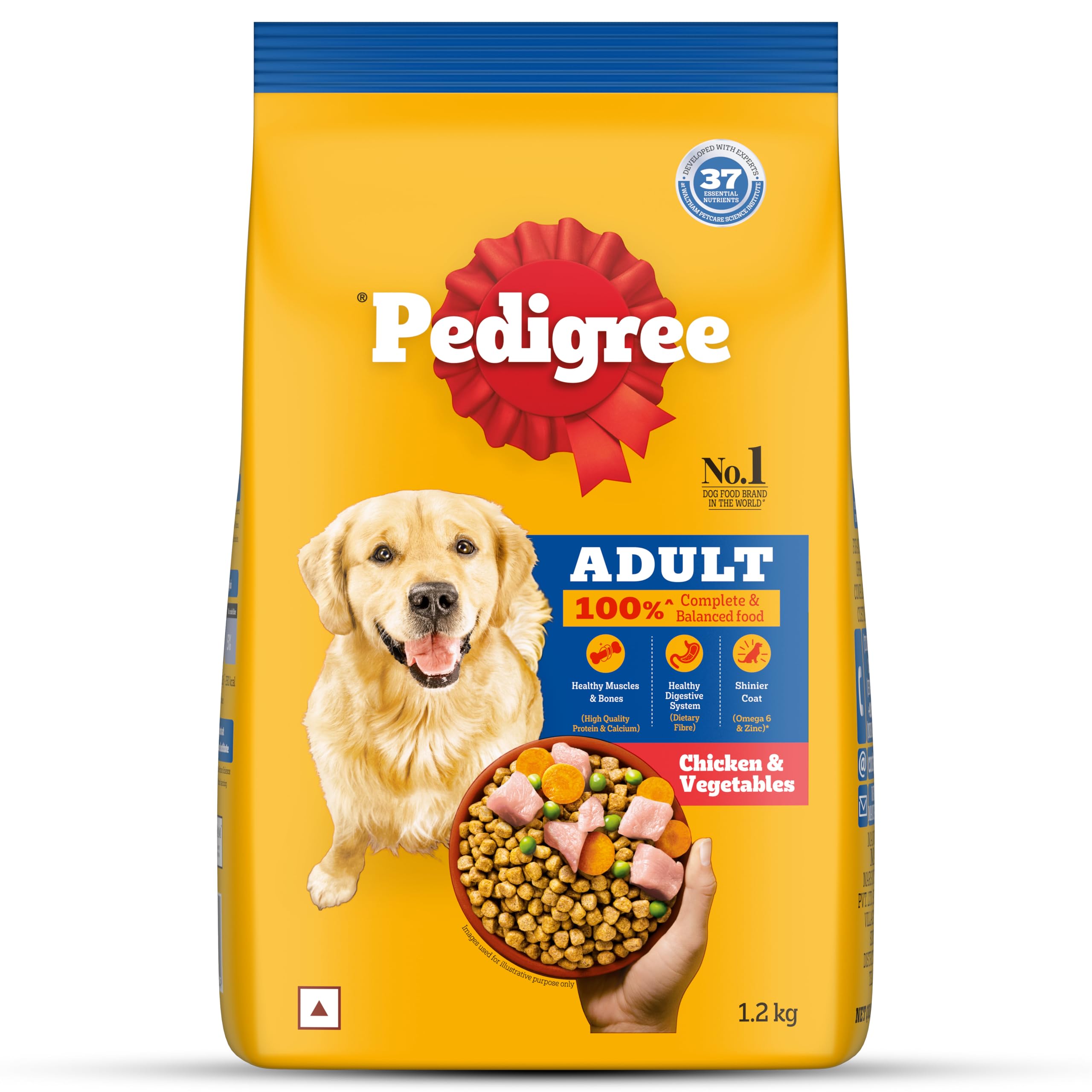 Pedigree Adult Dry Dog Food- Chicken & Vegetables, 1.2kg Pack