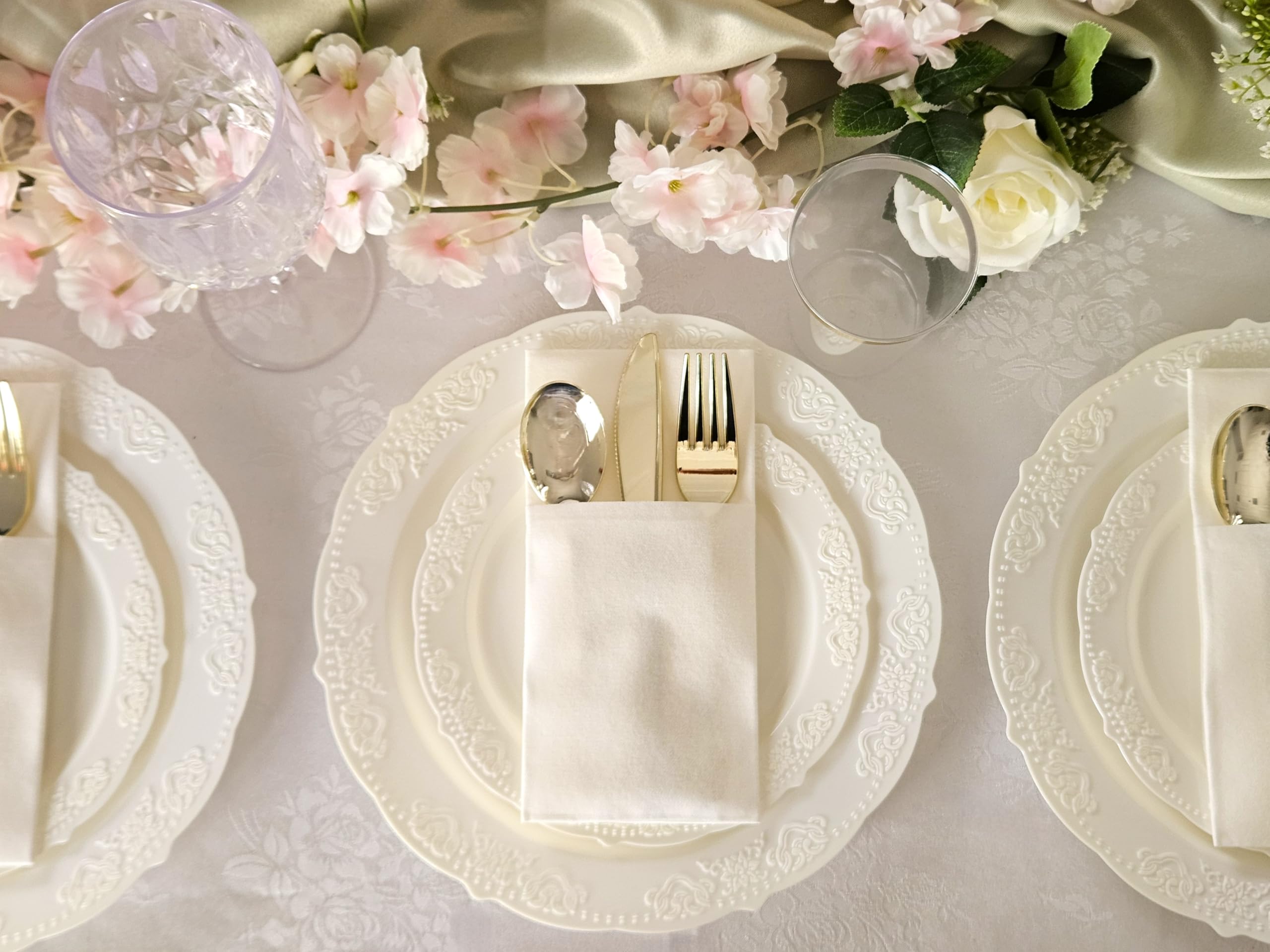 50 Ivory Disposable Plates - Elegant Party Set -4 50 Ivory Disposable Plates - Elegant Party Set -4