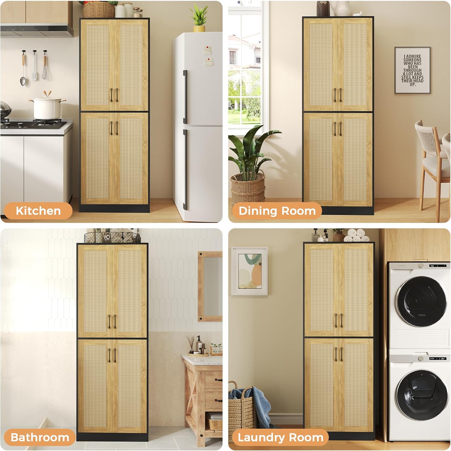 Versatile JASIWAY Rattan Storage Cabinet for Any Room