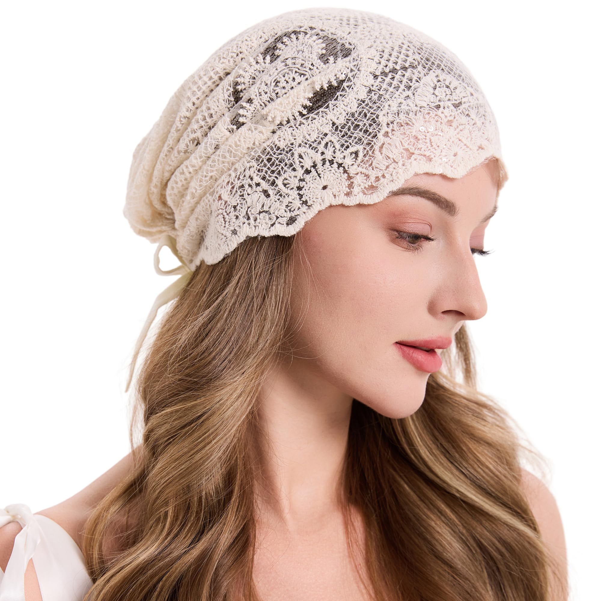 ZLYC Berretto Estivo da Donna in Stile Boho, Lavorato a Maglia, con Nastro da Legare