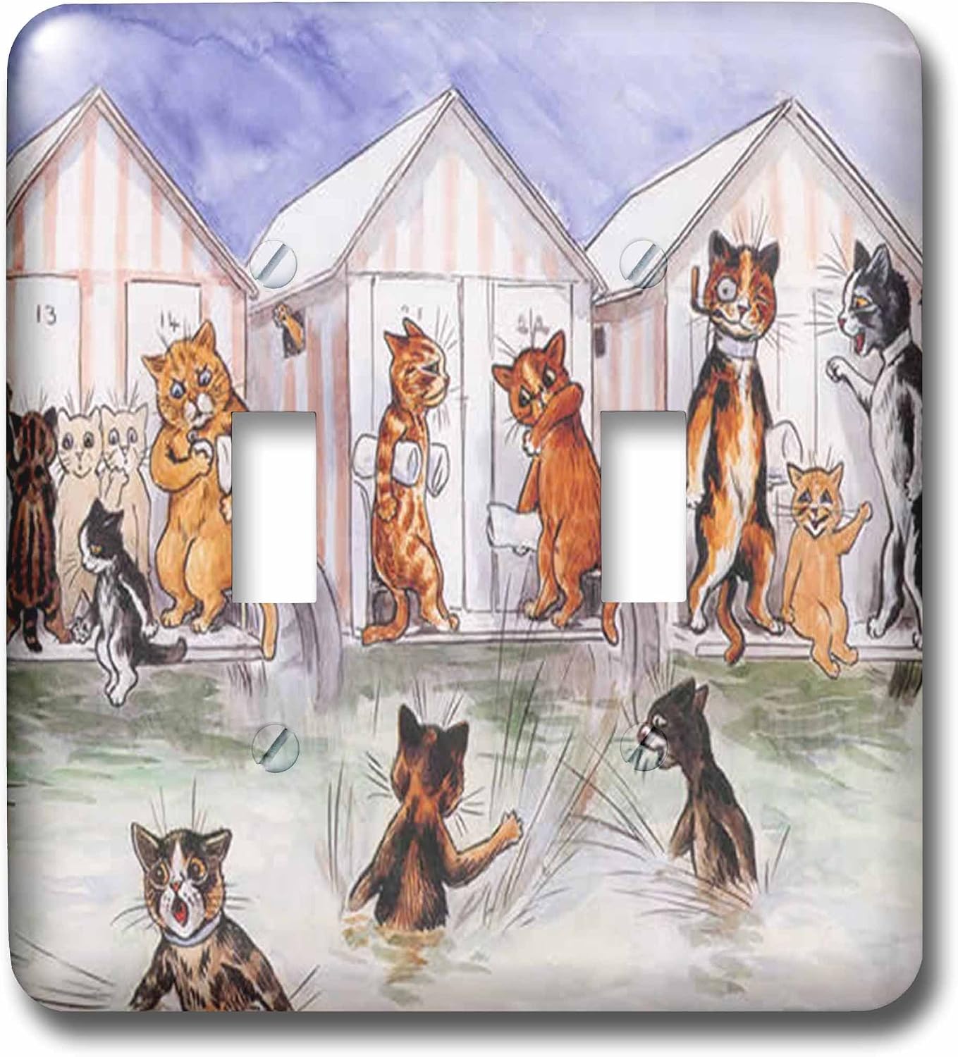 3dRose LSP_173859_2 Image of Cats at Bathhouse & Beach Double Toggle Switch
