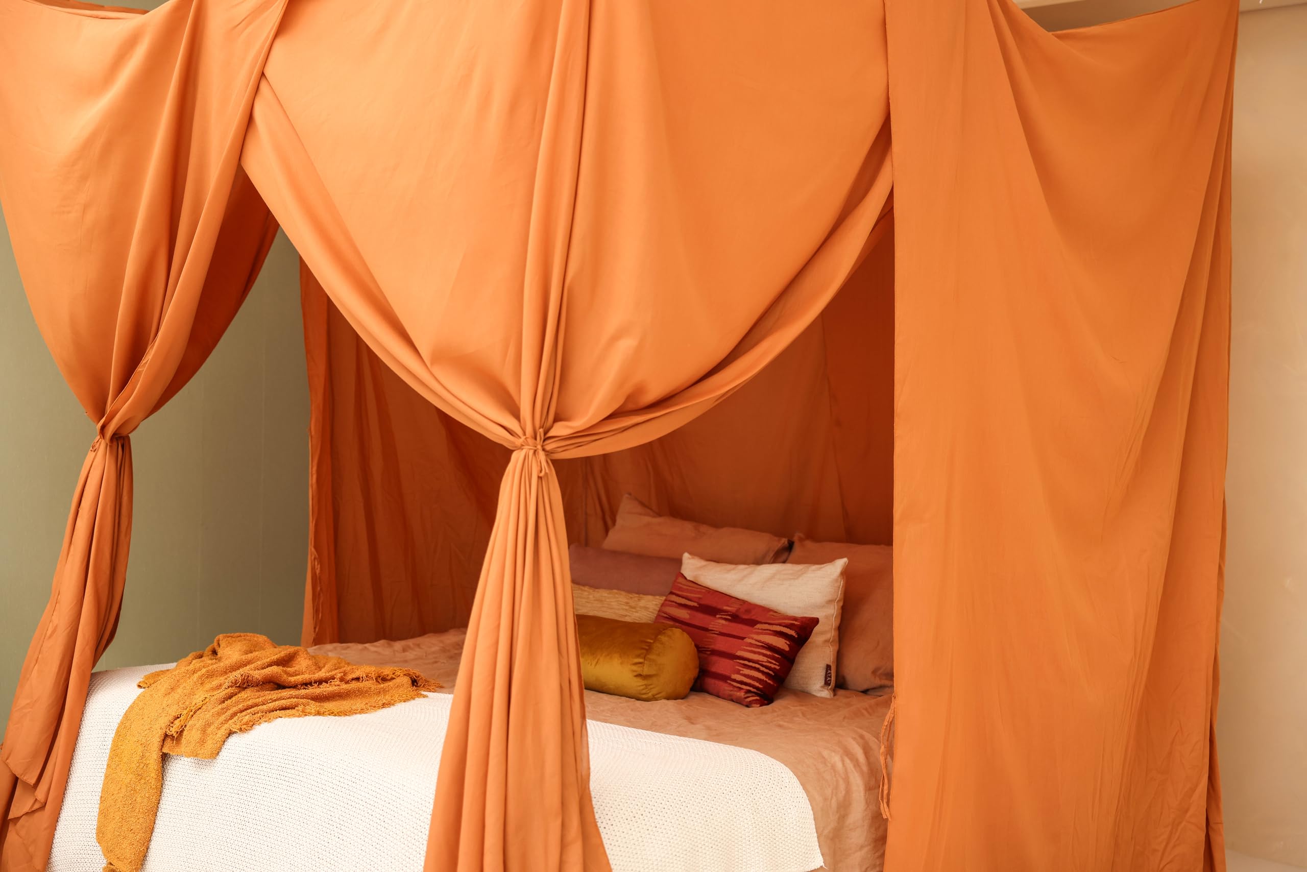 Ciel de Lit Orange, Baldaquin Rectangulaire pour Lit Queen & King