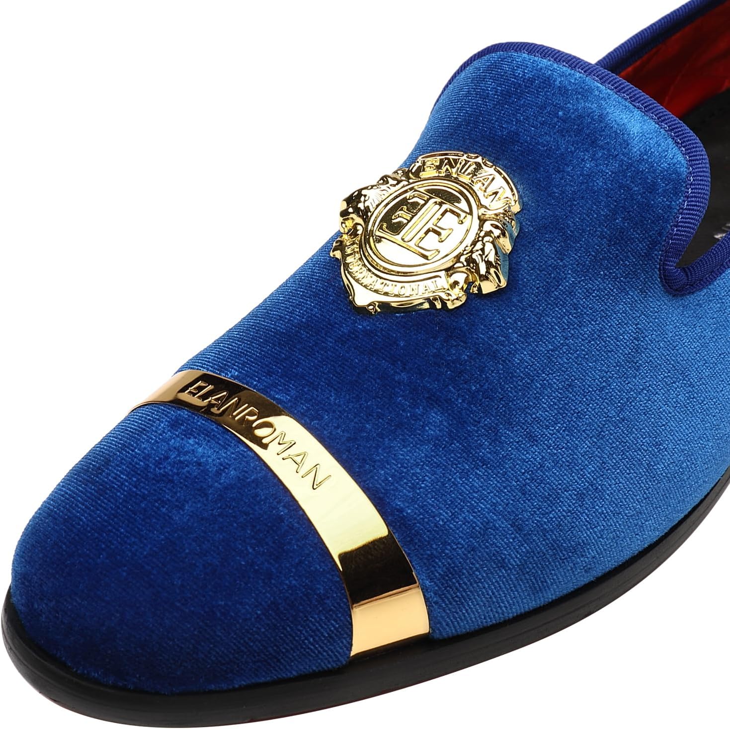 ELANROMAN Men's Velvet Loafers Dress Fashion Wedding Party Prom Shoes - Image 4