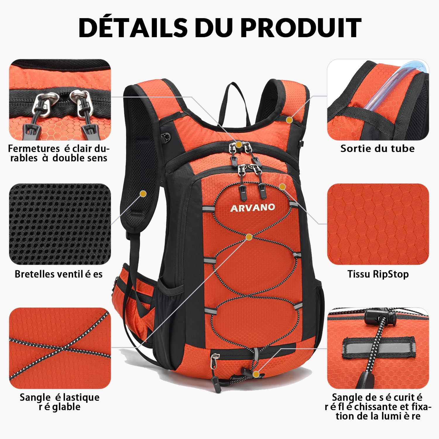 15L Sac à Dos Vélo Sac de Randonnée Ultra-léger Respirable Imperméable pour Vélo Randonnée Équitation Voyage Alpinisme