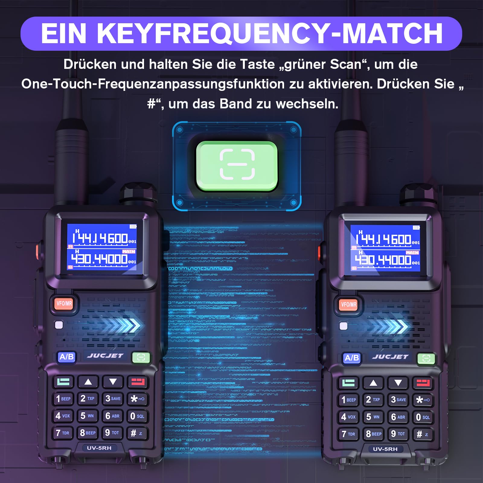 UV-5RH Talkies-Walkies Haute Performance Longue portée pour Adultes, autonomie de 2500 mAh, 999 canaux, antenne à Gain élevé, Lampe Torche, Station de Recharge USB (Lot de 1)