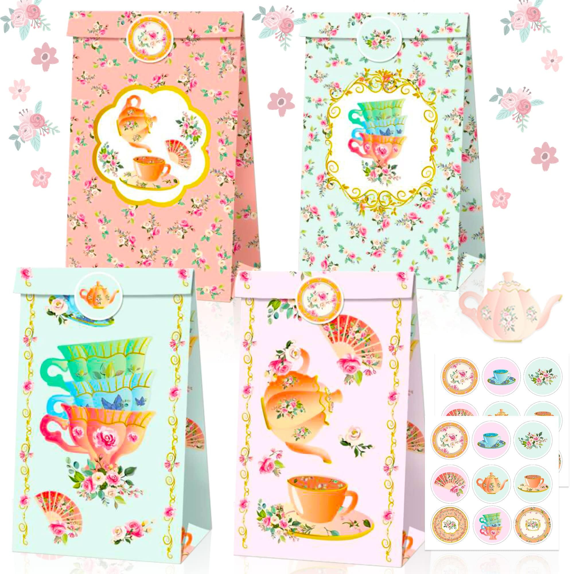 12 PCS Tea Party Favor Bags Lets Tea Party Supplies Lets Tea Party Favor Bags Tea Party Time Party Supplies Tea Party Supplies Tea Party Supplies