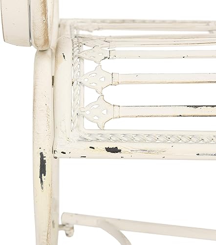 Miniatura 7 de Safavieh PAT5017A Collection Adina Antique White Wrought Iron 51.25" Outdoor Garden Bench