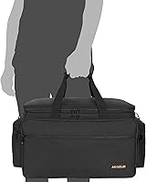 Vista 7 de AKOZLIN Bolsa Organizadora de Archivos de Cable con Divisores Desmontables para Equipo de DJ, Accesorios de Instrumentos de Sonido