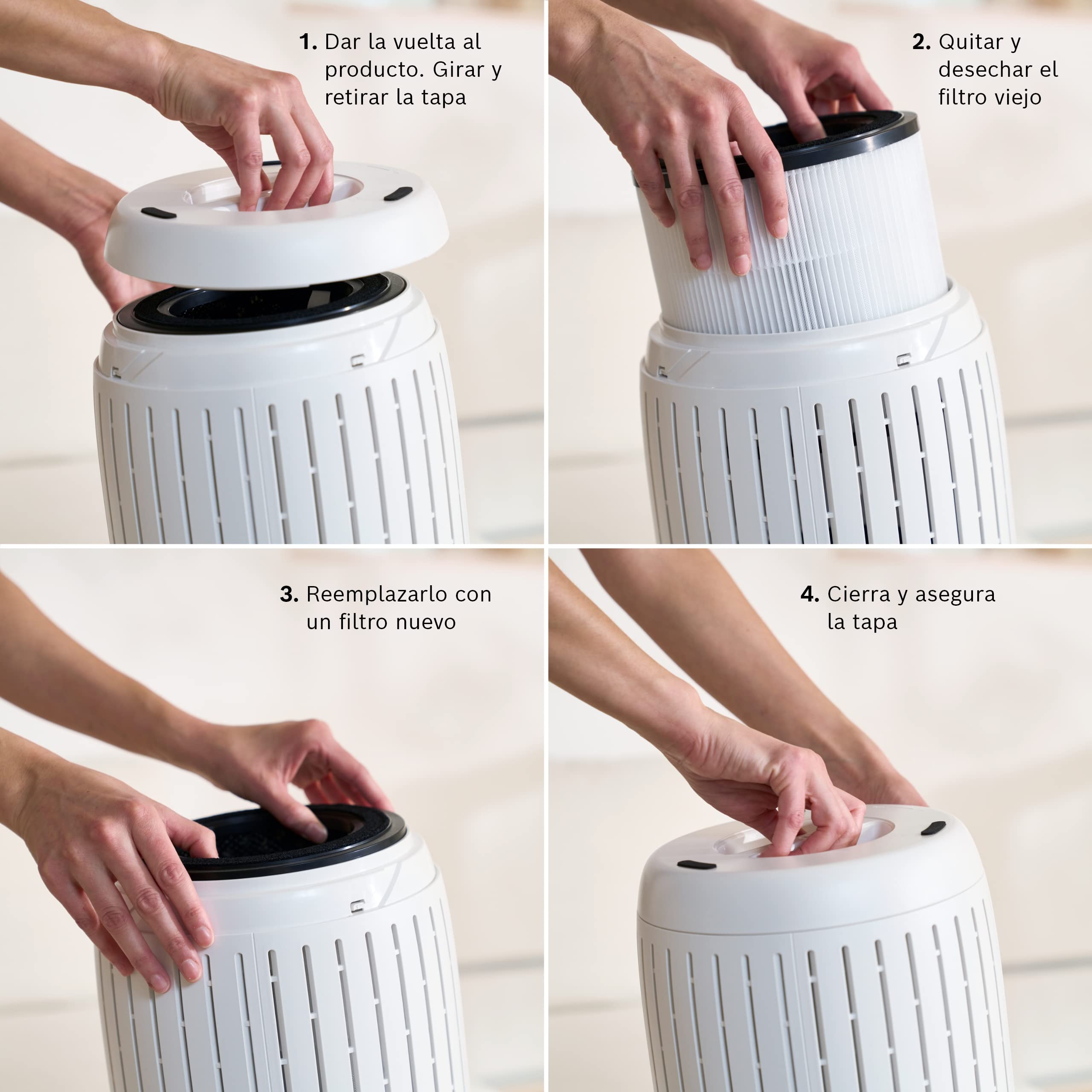 Bosch Filtro Original Air 2000(i), Purificador de aire | Filtro 3 en 1 con Capa Filtrante HEPA y Filtro de Carbón Activo, Contra Virus, Bacterias, Polen, Pelo de Animales y Polvo